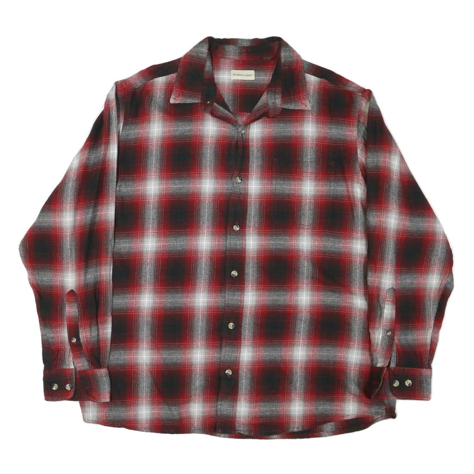 HOBBS CREAK Mens Red & Black Check Shirt XL Cotton Blend Long Sleeve Button
