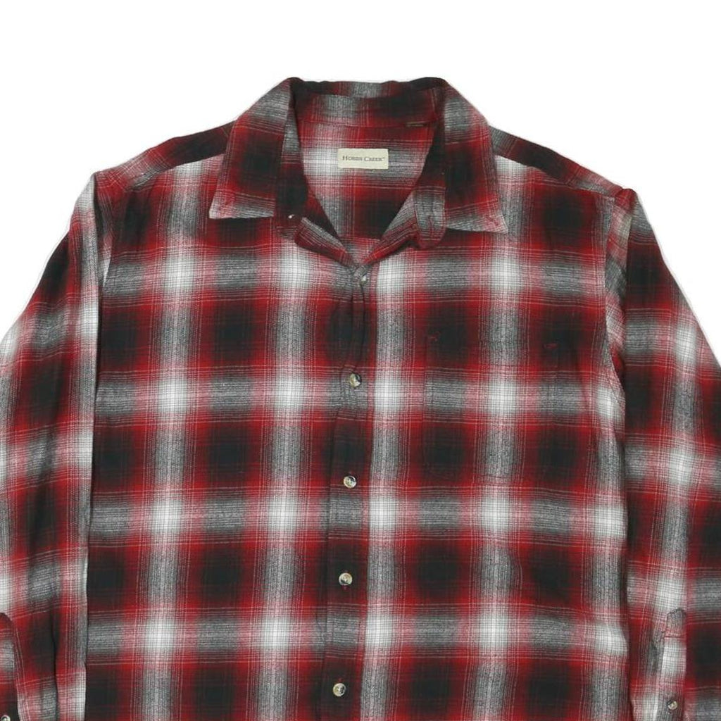 HOBBS CREAK Mens Red & Black Check Shirt XL Cotton Blend Long Sleeve Button