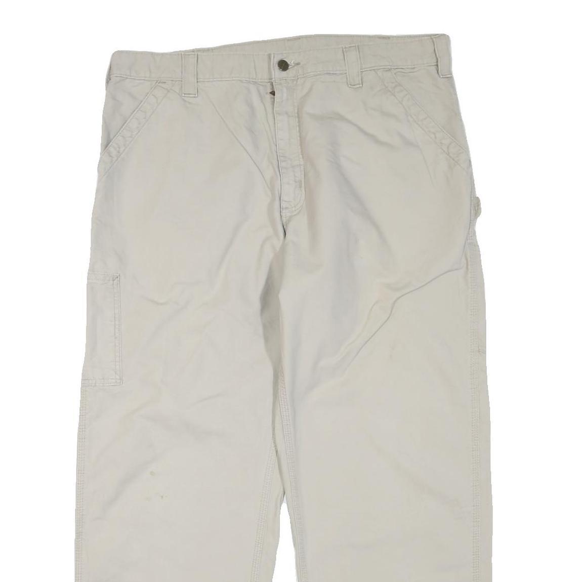 CARHARTT Mens Cotton Blend Beige Regular Fit Straight Leg Trousers W38 L30