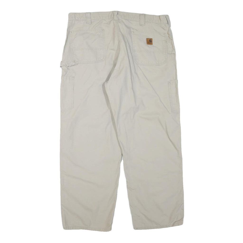 CARHARTT Mens Cotton Blend Beige Regular Fit Straight Leg Trousers W38 L30