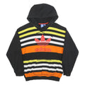 ADIDAS Womens Black Yellow & Orange Striped Hoodie UK 10 Casual Sweatshirt