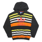 ADIDAS Womens Black Yellow & Orange Striped Hoodie UK 10 Casual Sweatshirt