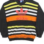 ADIDAS Womens Black Yellow & Orange Striped Hoodie UK 10 Casual Sweatshirt