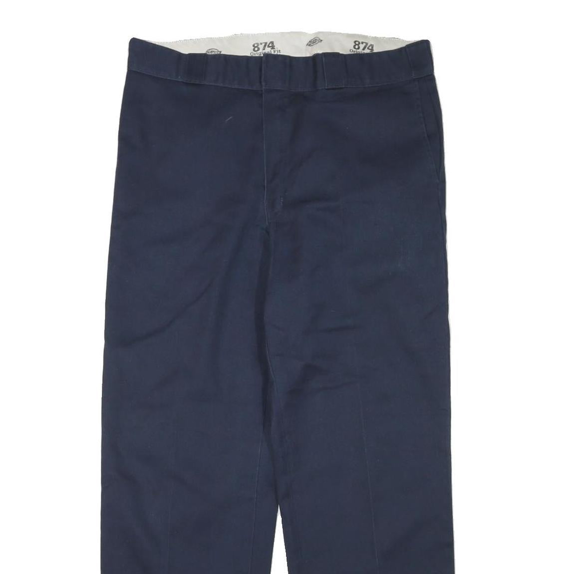 DICKIES Mens Cotton Blend Navy Regular Fit Straight Leg Trousers W34 L30