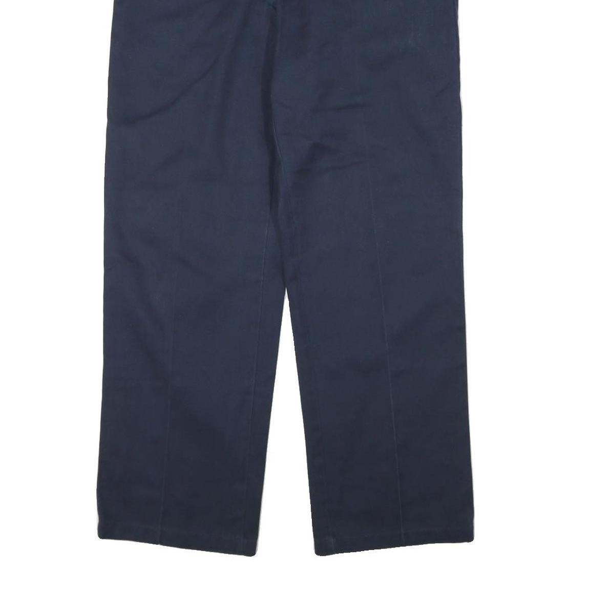 DICKIES Mens Cotton Blend Navy Regular Fit Straight Leg Trousers W34 L30