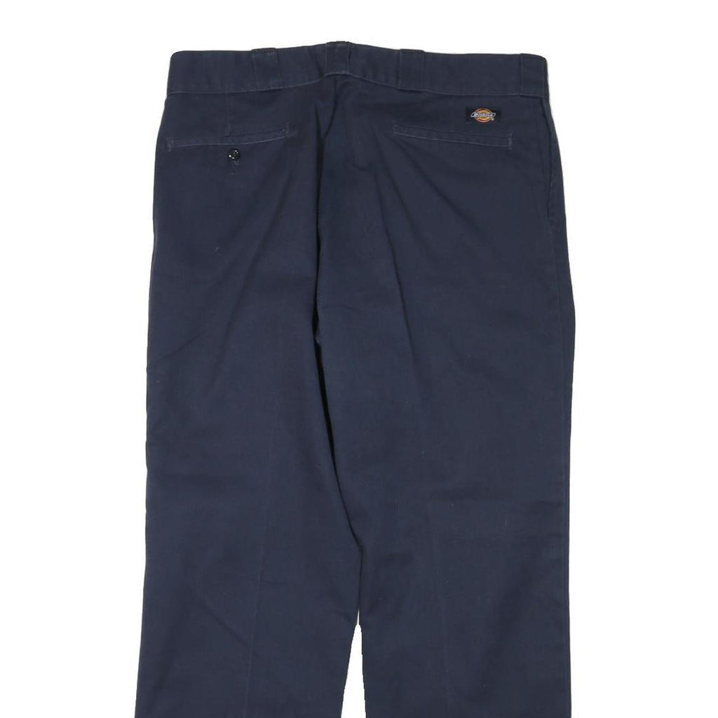DICKIES Mens Cotton Blend Navy Regular Fit Straight Leg Trousers W34 L30