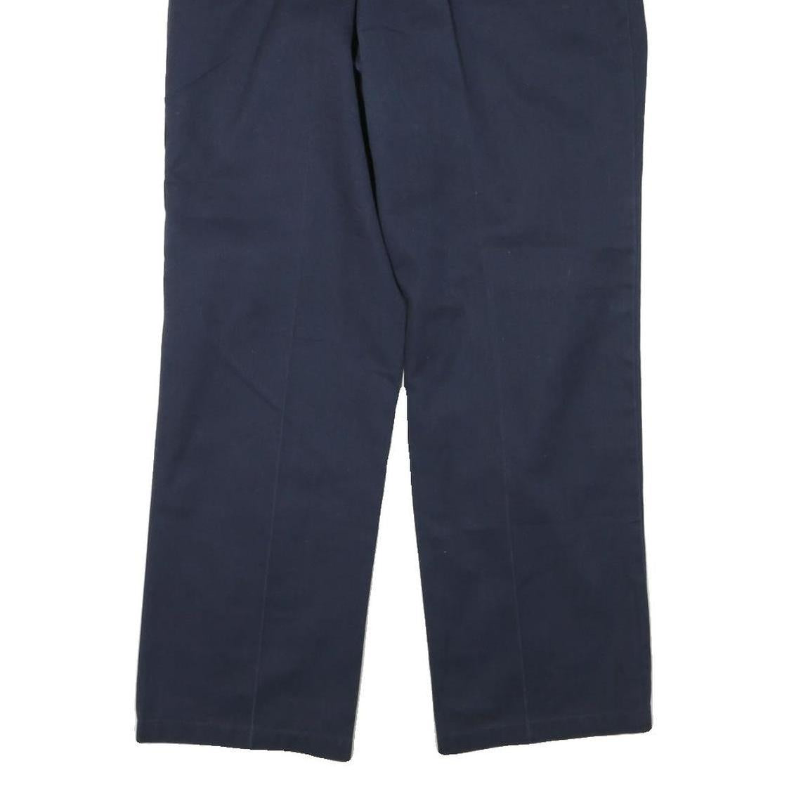 DICKIES Mens Cotton Blend Navy Regular Fit Straight Leg Trousers W34 L30