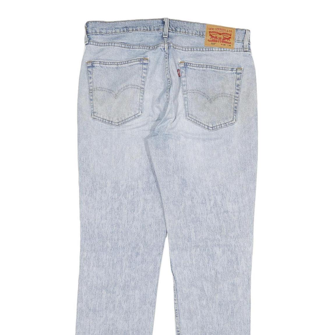 LEVI'S 514 Mens Slim Jeans Blue Denim Light W36 L34 Cotton Blend Zip