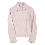 TED BAKER Womens Pink Faux Leather Zip Jacket S Plain Stylish Biker