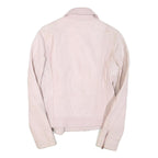TED BAKER Womens Pink Faux Leather Zip Jacket S Plain Stylish Biker