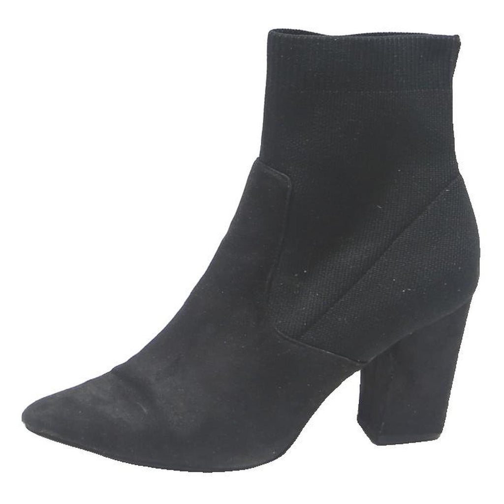 STEVE MADDEN Womens Black Sock Ankle Boots UK 5 Stretch Knit Block Heel Elegant