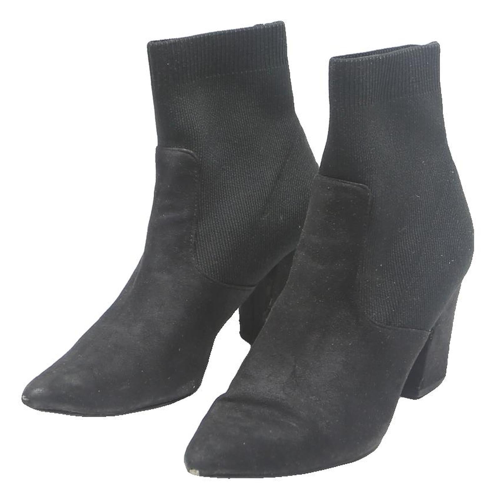 STEVE MADDEN Womens Black Sock Ankle Boots UK 5 Stretch Knit Block Heel Elegant