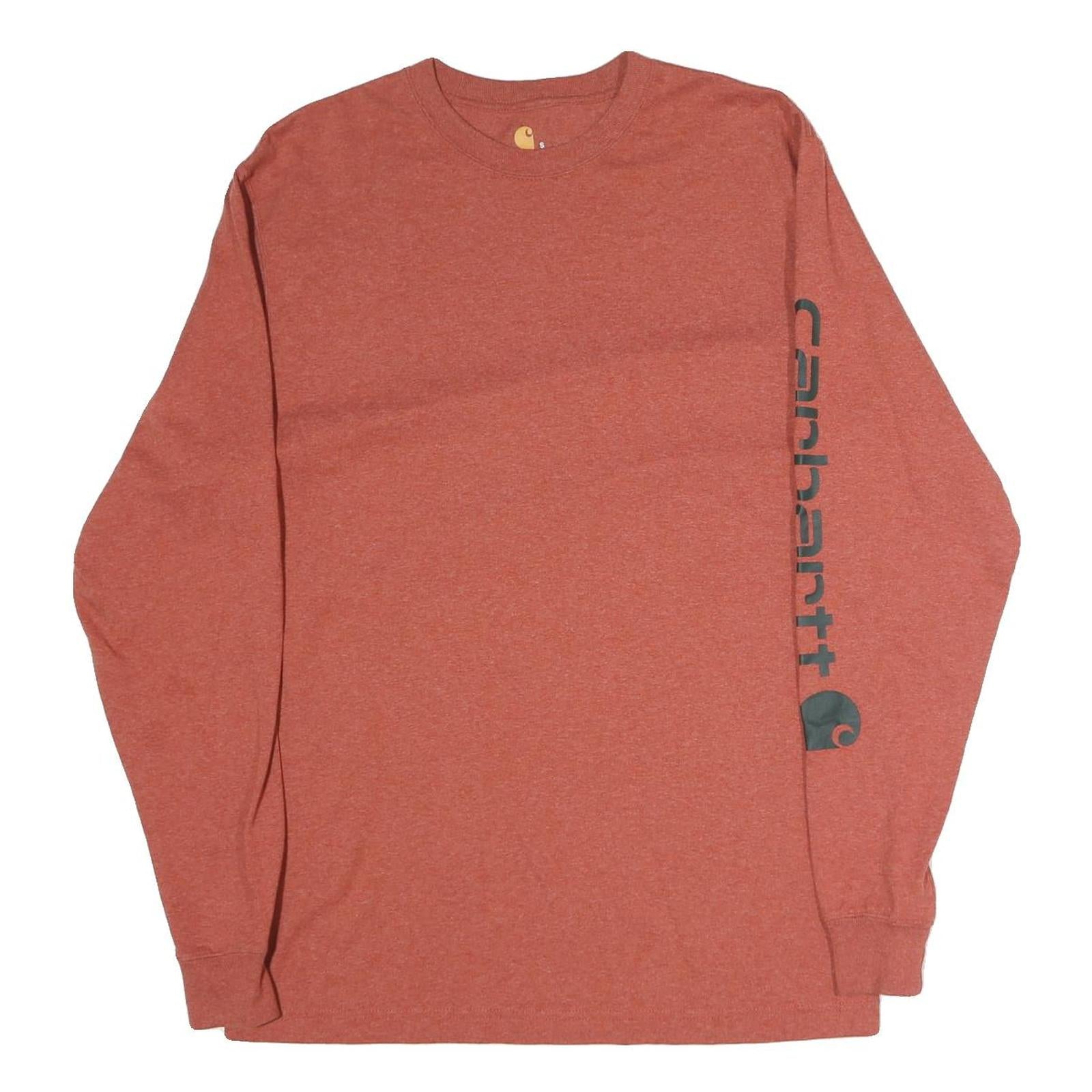 CARHARTT Mens Rust Long Sleeve Crew Neck Cotton T-Shirt S Sleeve Logo