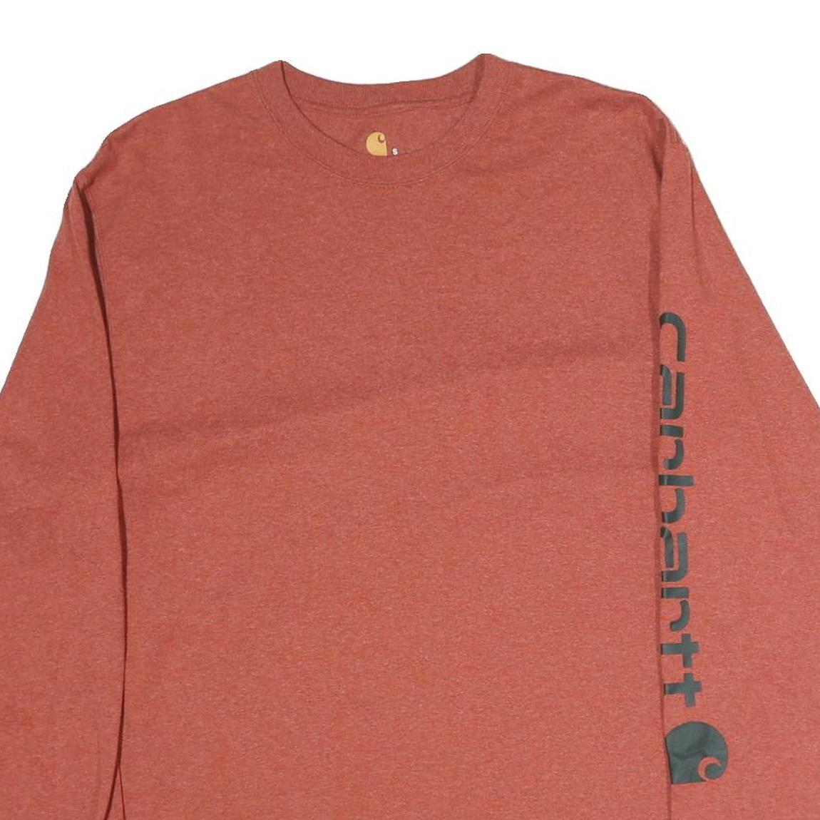 CARHARTT Mens Rust Long Sleeve Crew Neck Cotton T-Shirt S Sleeve Logo