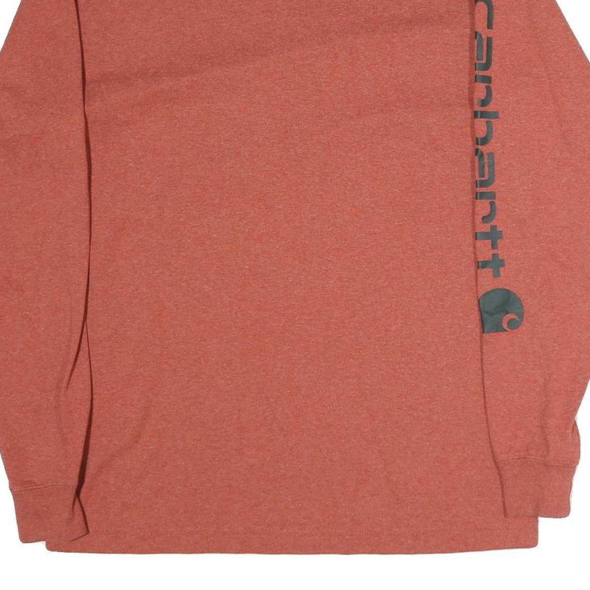 CARHARTT Mens Rust Long Sleeve Crew Neck Cotton T-Shirt S Sleeve Logo