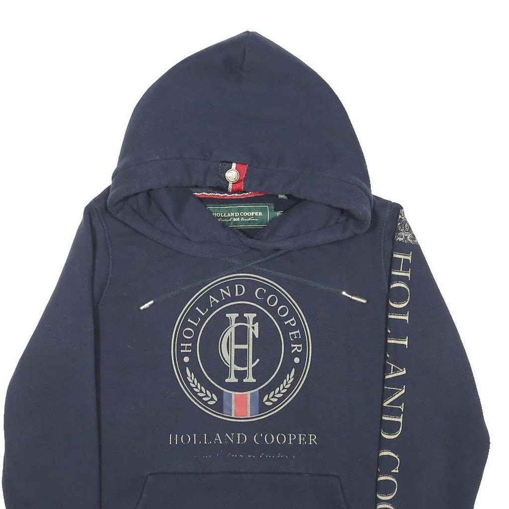 HOLLAND COOPER Womens Navy Hoodie S Cotton Blend Logo Print Casual