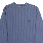 CHAPS Mens Blue Patterned Cotton Jumper Crew Neck Basic Knit S Classic Style