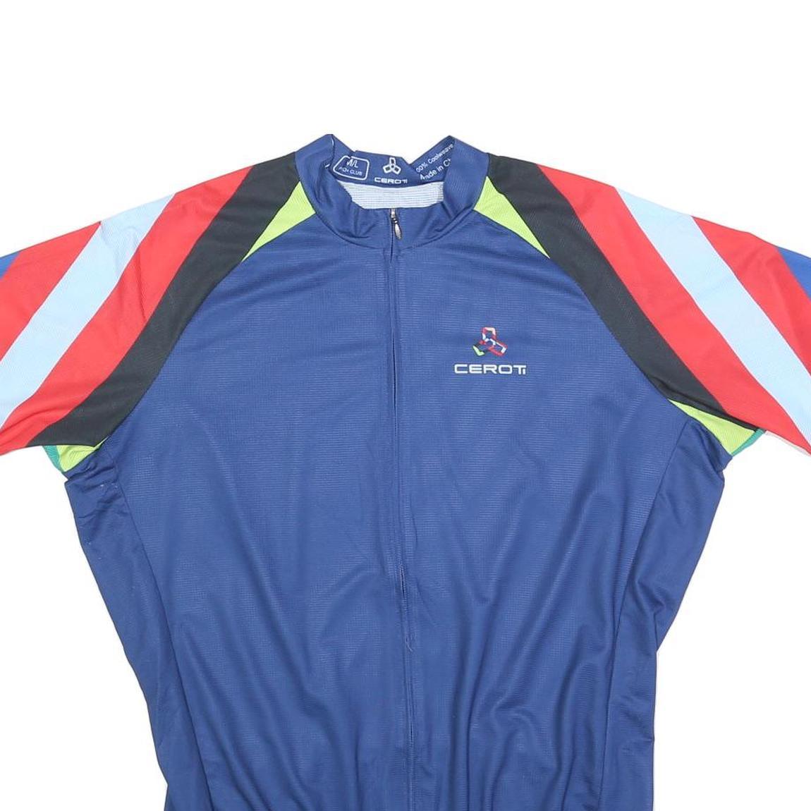 CEROTI Mens Blue Cycling Jersey L Short Sleeve Zip Neck Lightweight