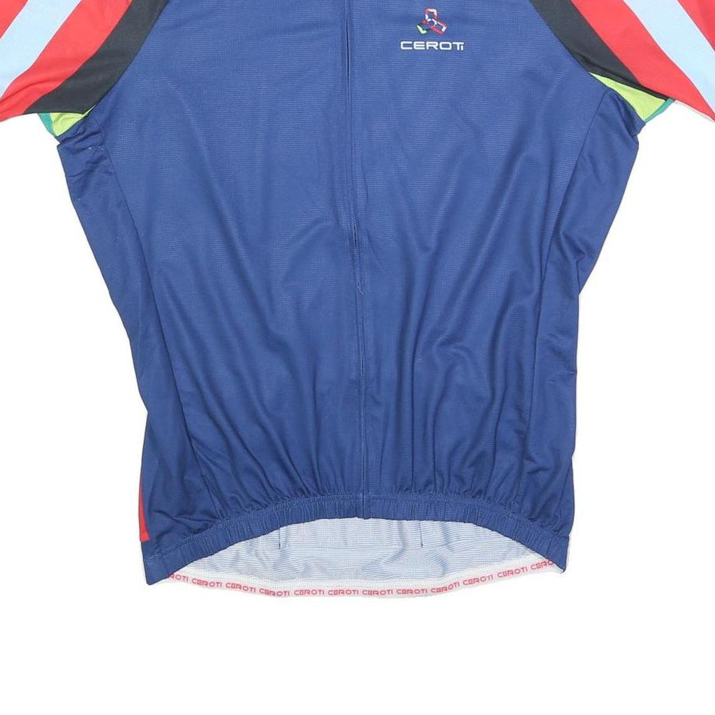CEROTI Mens Blue Cycling Jersey L Short Sleeve Zip Neck Lightweight