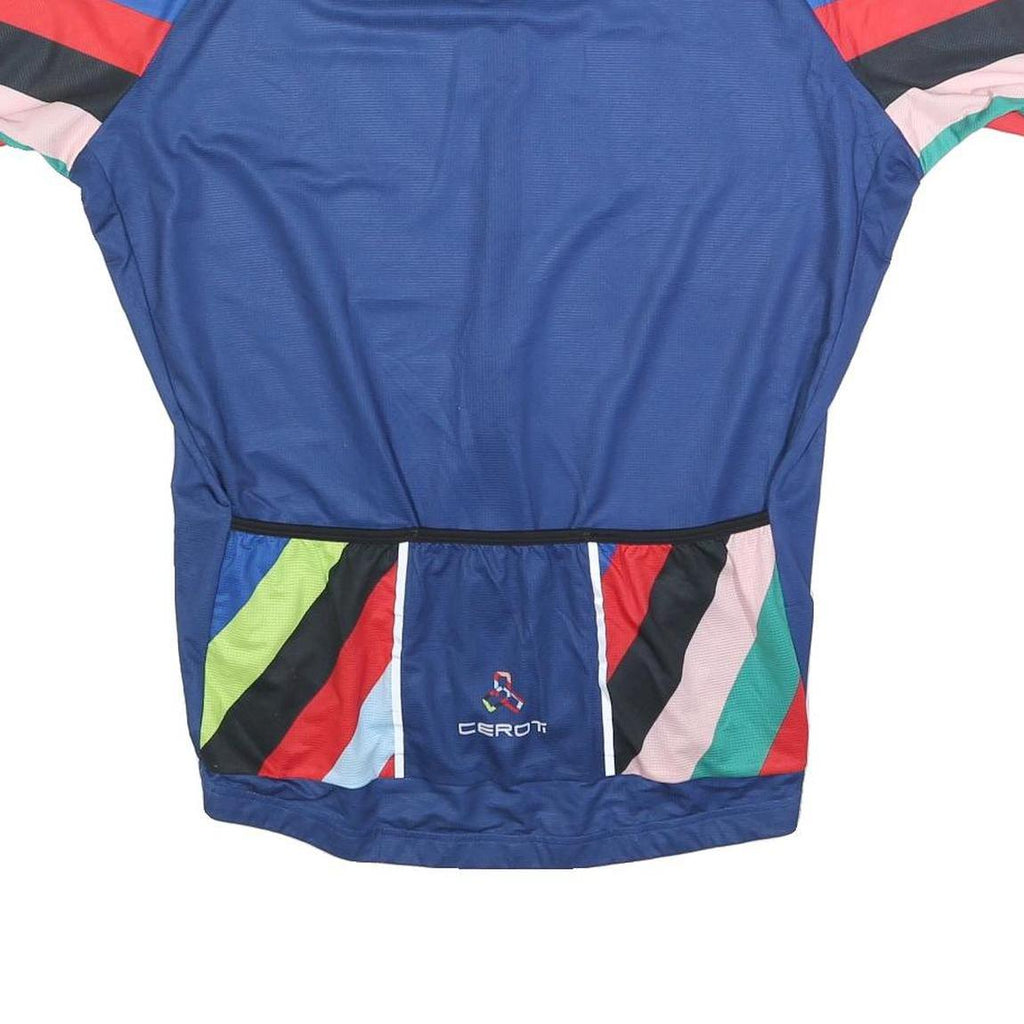 CEROTI Mens Blue Cycling Jersey L Short Sleeve Zip Neck Lightweight
