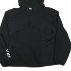 FILA Womens Black Sporty Windbreaker Jacket XL Polyester Blend Zip Hooded