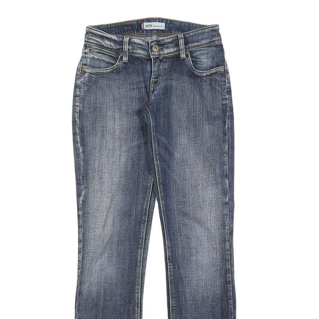 LEVI'S 470 Womens Jeans Blue Slim Straight Denim Medium W28 L34 Zip Closure