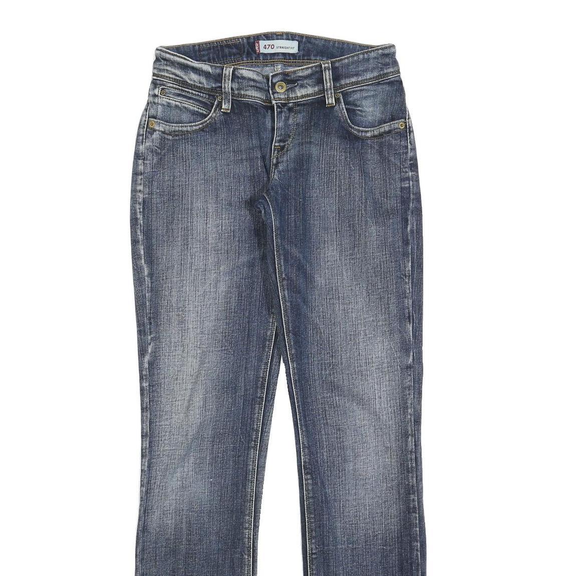 LEVI'S 470 Womens Jeans Blue Slim Straight Denim Medium W28 L34 Zip Closure