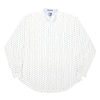 TOMMY HILFIGER Mens White & Navy Patterned Shirt L Long Sleeve Cotton Blend
