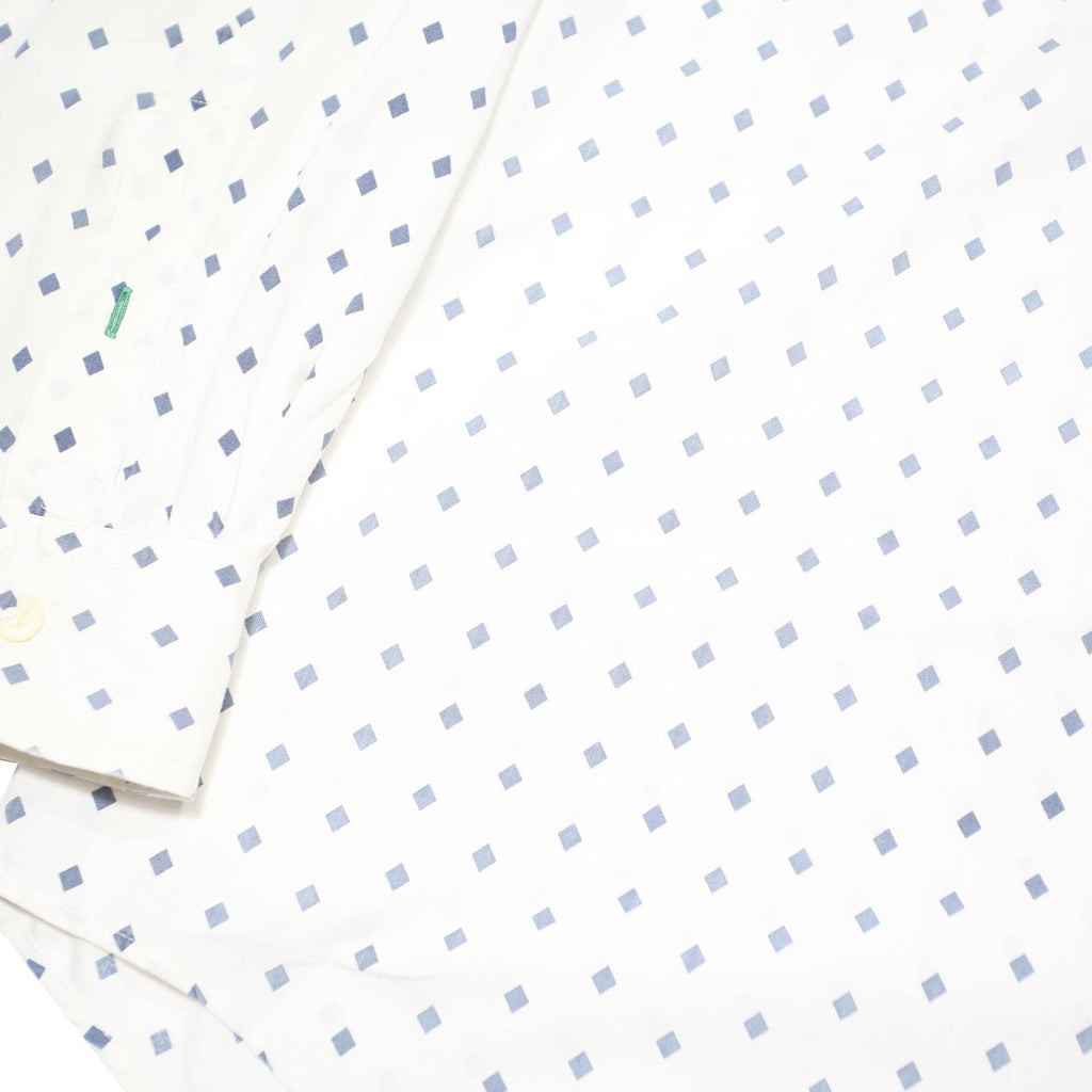 TOMMY HILFIGER Mens White & Navy Patterned Shirt L Long Sleeve Cotton Blend