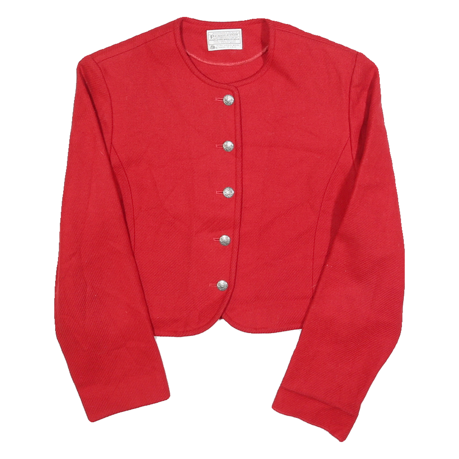 PENDLETON Womens Red Wool Button Jacket M Plain Classic Cropped
