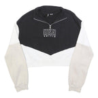 H&M Womens Black & Cream USA United Half Zip Sweatshirt S Colourblock Cropped
