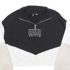 H&M Womens Black & Cream USA United Half Zip Sweatshirt S Colourblock Cropped