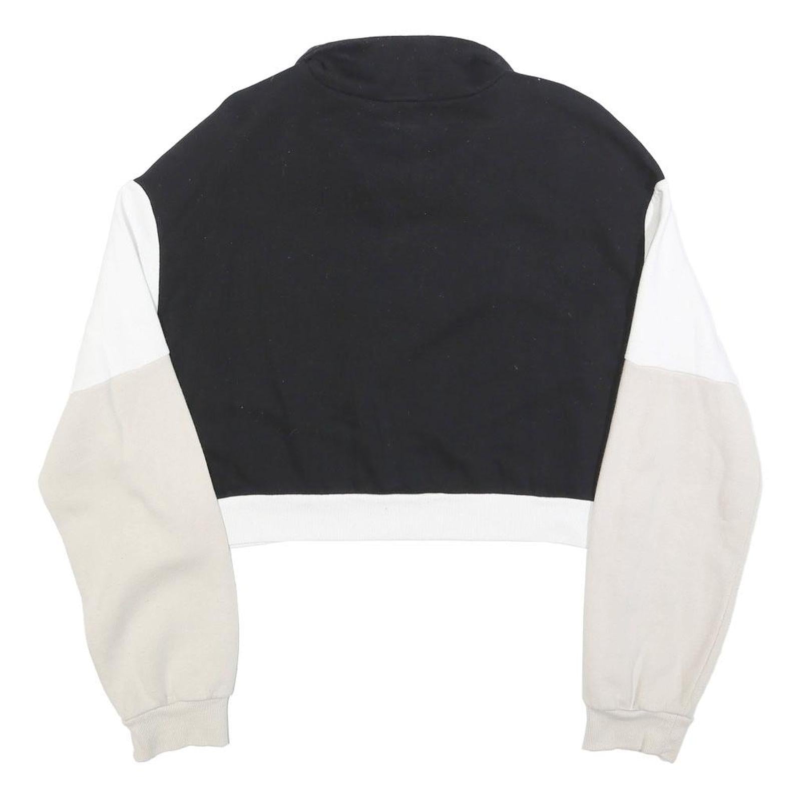 H&M Womens Black & Cream USA United Half Zip Sweatshirt S Colourblock Cropped