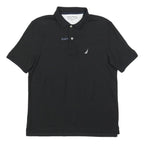 NAUTICA Mens Black Short Sleeve Plain Cotton Blend Polo Shirt S Classic Fit