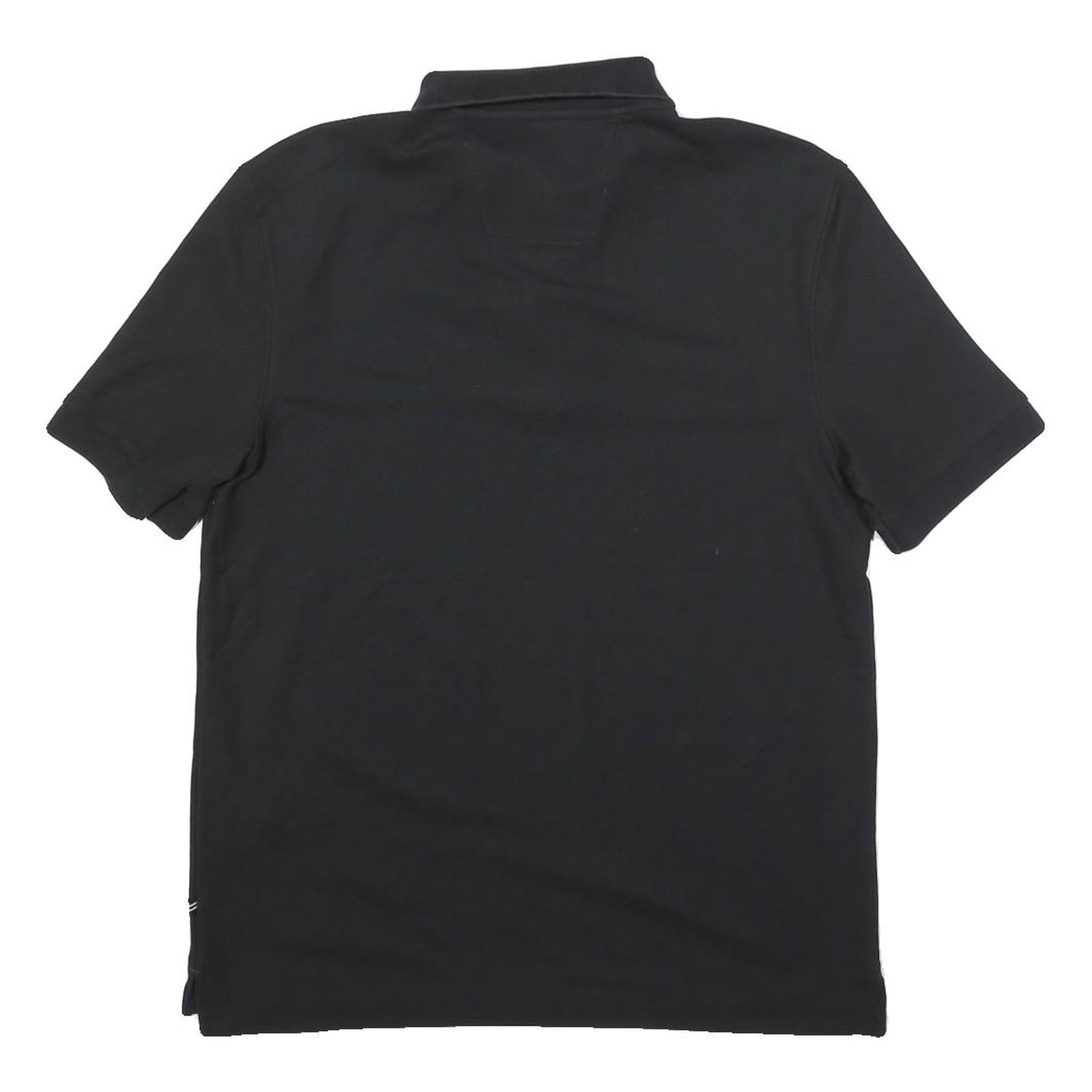 NAUTICA Mens Black Short Sleeve Plain Cotton Blend Polo Shirt S Classic Fit