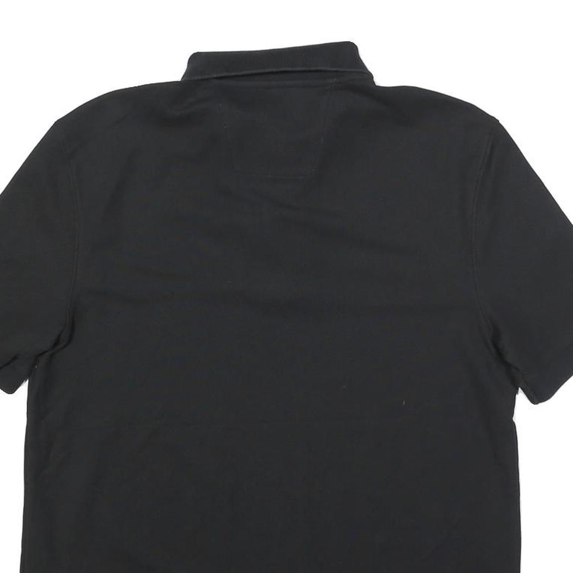 NAUTICA Mens Black Short Sleeve Plain Cotton Blend Polo Shirt S Classic Fit