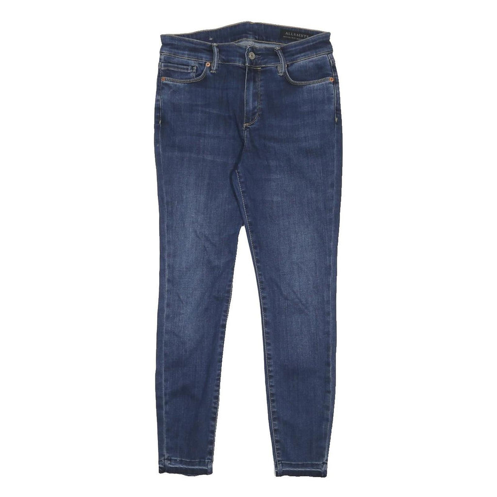 ALL SAINTS Womens Slim Blue Denim Jeans Cotton Blend Zip W28 L27 Stylish Fit