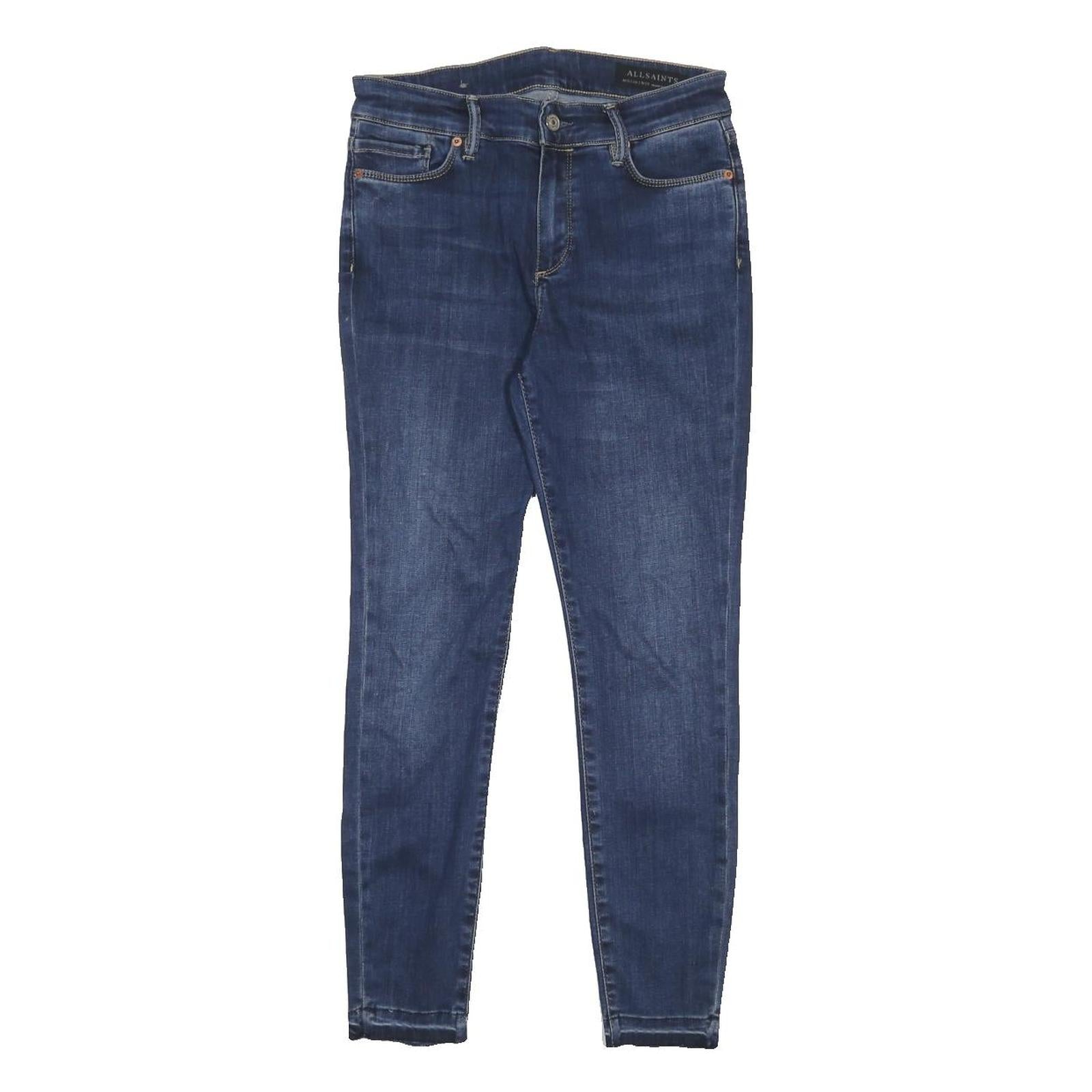 ALL SAINTS Womens Slim Blue Denim Jeans Cotton Blend Zip W28 L27 Stylish Fit