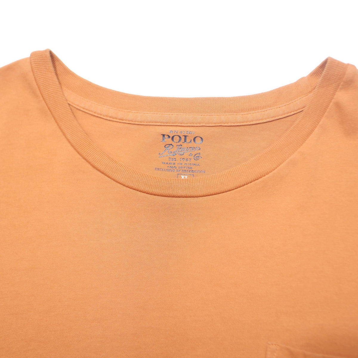 POLO RALPH LAUREN Mens Orange Pocket T-Shirt XL Short Sleeve Crew Neck Cotton