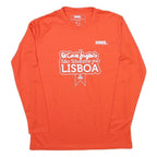 Womens Orange Long Sleeve Crew Neck Graphic T-Shirt L Polyester Sport Event