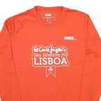 Womens Orange Long Sleeve Crew Neck Graphic T-Shirt L Polyester Sport Event