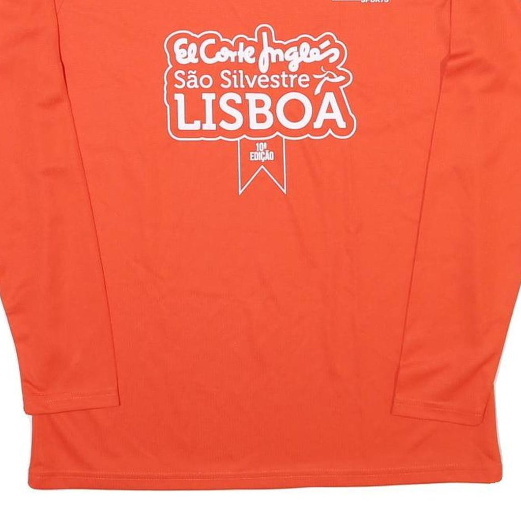 Womens Orange Long Sleeve Crew Neck Graphic T-Shirt L Polyester Sport Event