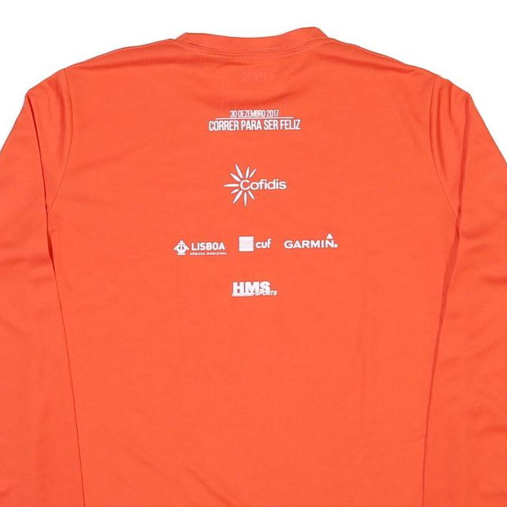 Womens Orange Long Sleeve Crew Neck Graphic T-Shirt L Polyester Sport Event