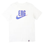 NIKE Mens White Blue ENG Graphic T-Shirt M Short Sleeve Crew Neck Sport Casual