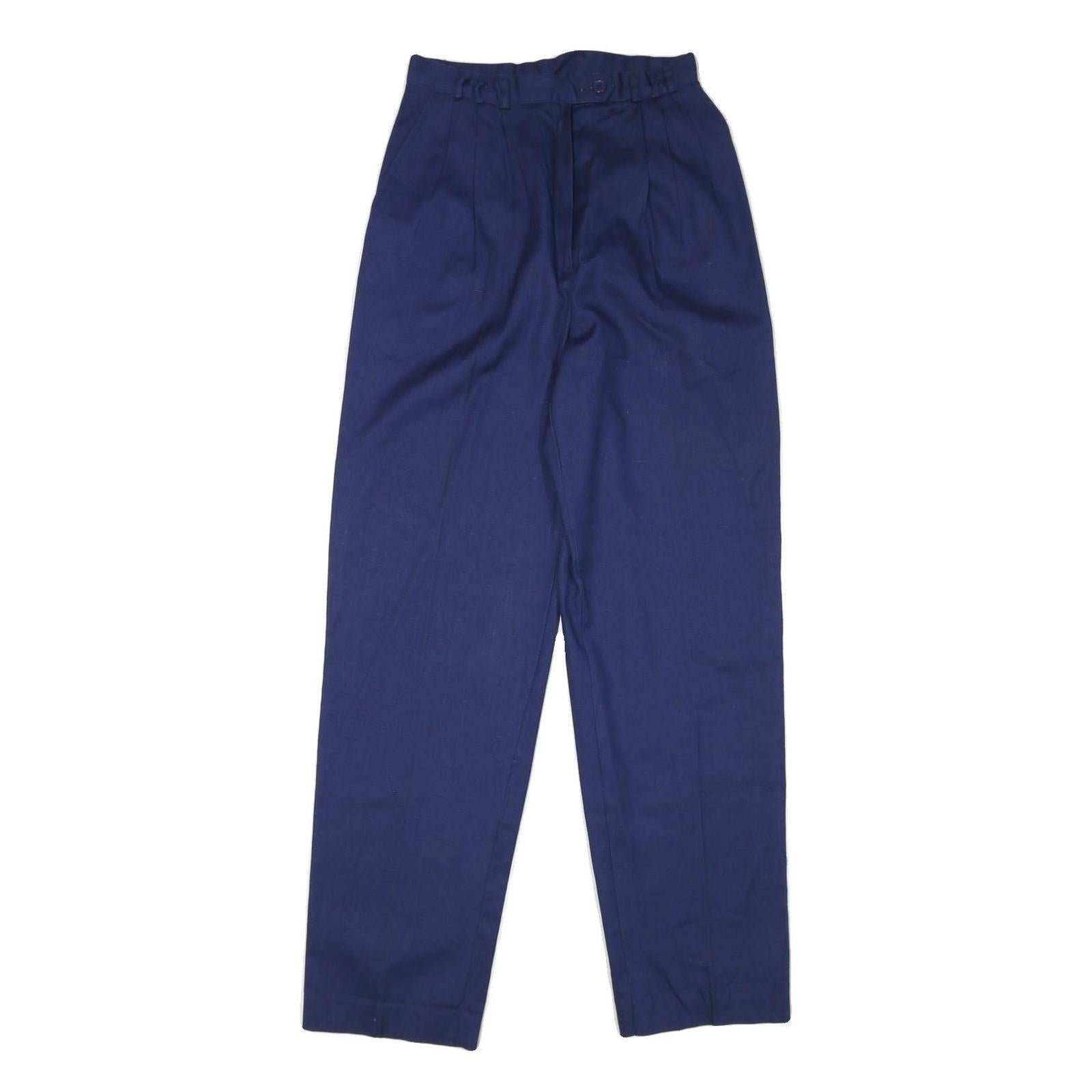 JACKSPORT Mens Cotton Blend Navy Regular Fit Straight Leg Trousers W26 L30 Smart