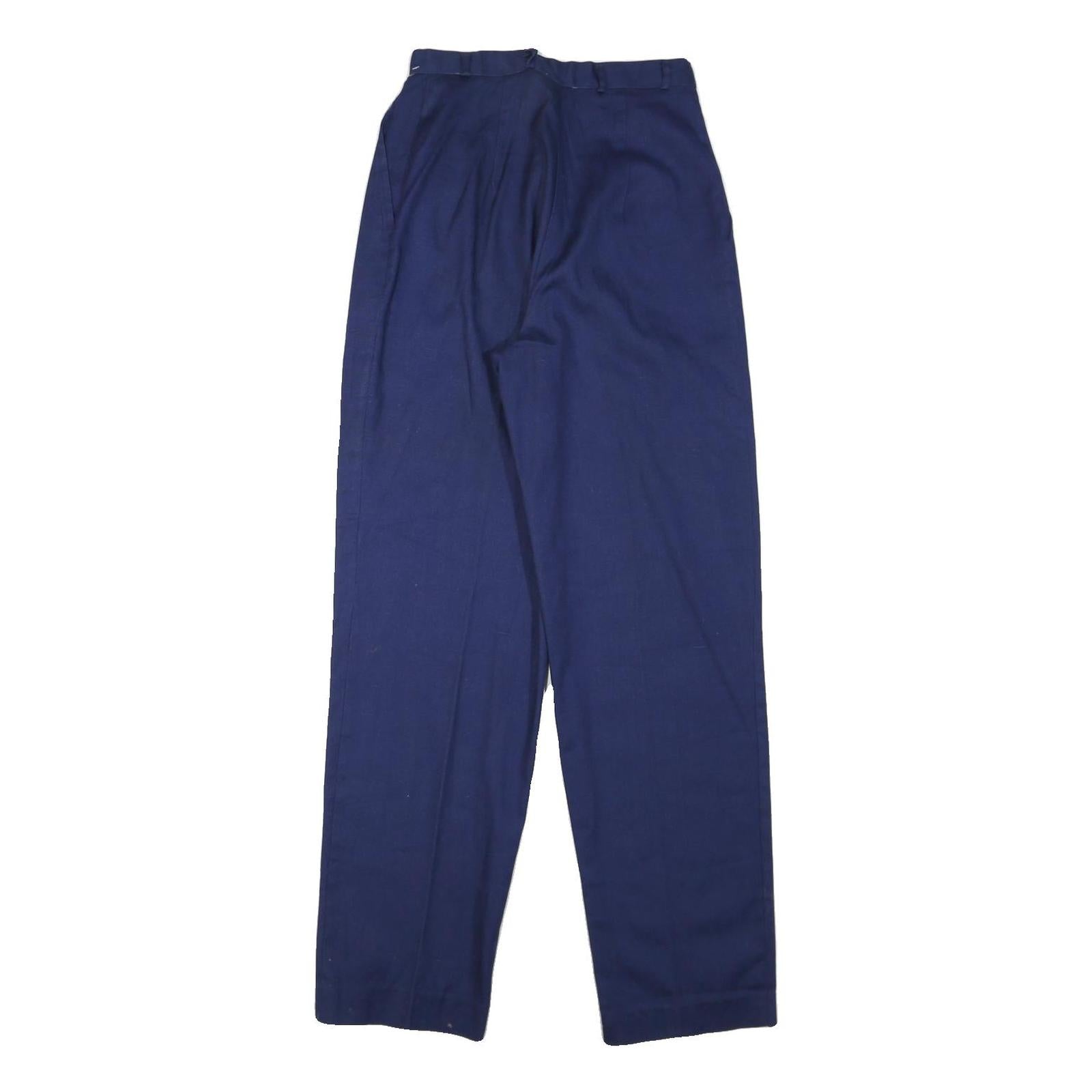 JACKSPORT Mens Cotton Blend Navy Regular Fit Straight Leg Trousers W26 L30 Smart