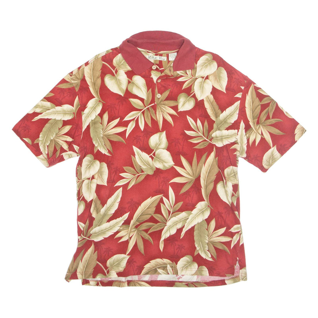 BATIK BAY Mens Polo Shirt Red Floral L