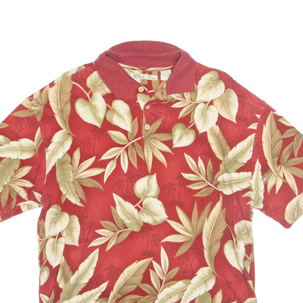 BATIK BAY Mens Polo Shirt Red Floral L