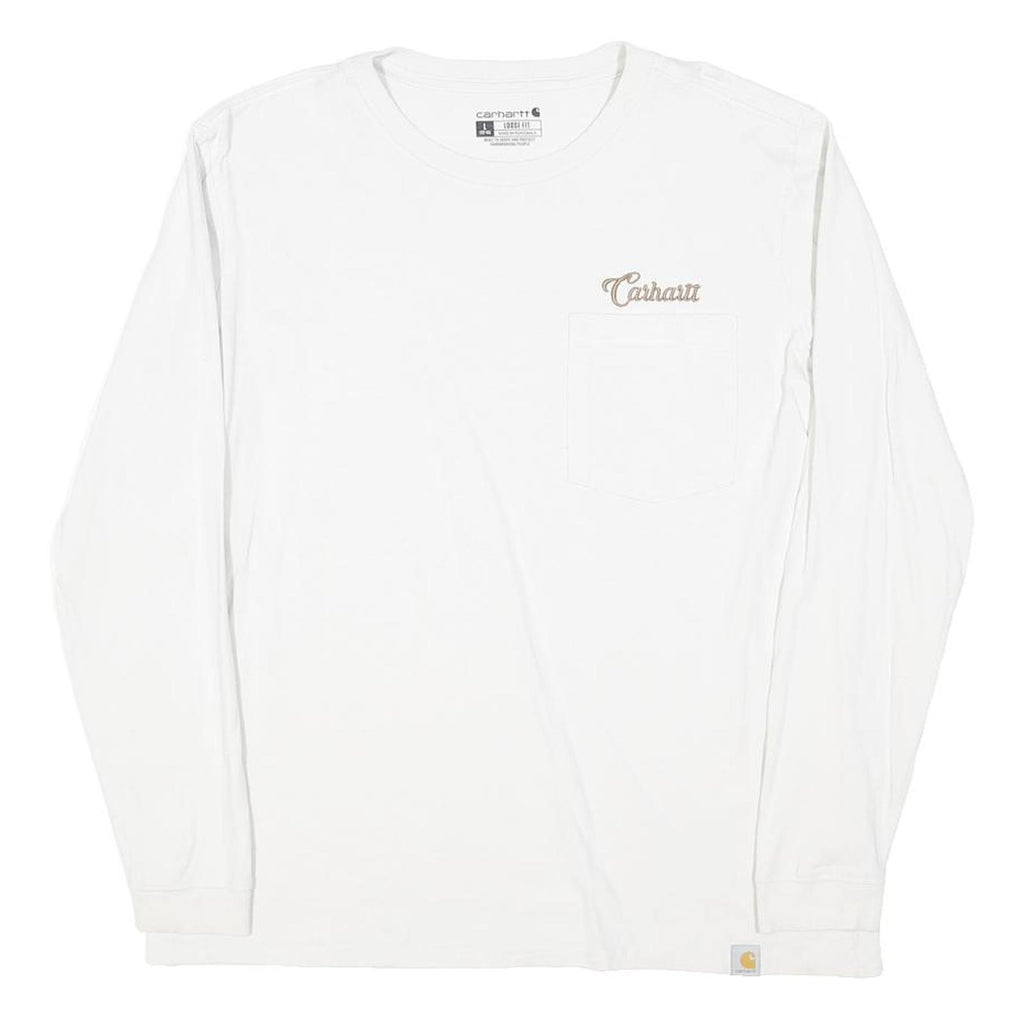 CARHARTT Womens White Long Sleeve Crew Neck Pocket Logo T-Shirt L