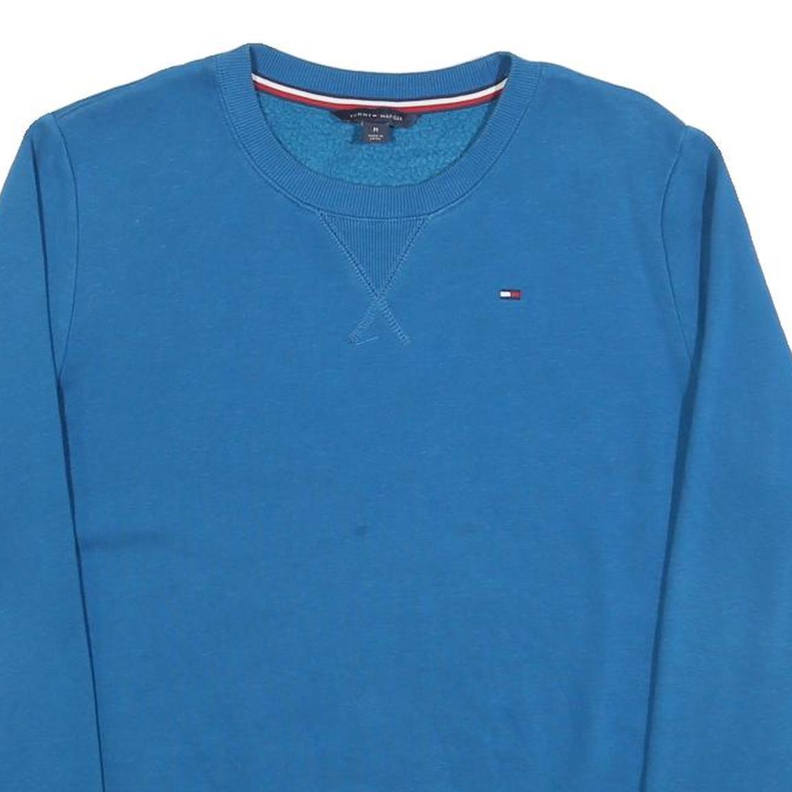 TOMMY HILFIGER Womens Blue Crew Neck M Cotton Blend Sweatshirt Classic Logo